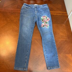 ELLEN‎ TRACY US 8 The Skinny Printed Floral Jeans Denim Boho Cottagecore